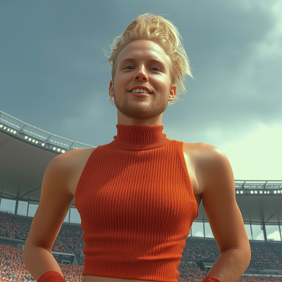 Cheerleader in Football Stadium