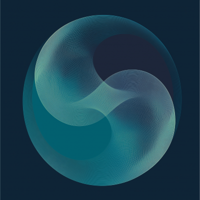 Intersecting Circles on Dark Cyan Background