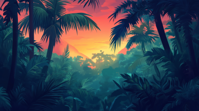 Fantasy Tropical Jungle Anime Style