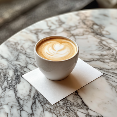 Ceramic Latte Cup on Calacutta Marble Table