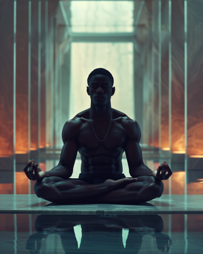 Meditating in Futuristic Dojo