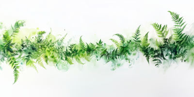 Watercolor Fern Vine on White Background