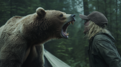 Aggressive Bear Attacking in Single Tent Camp