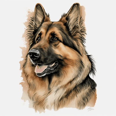 Watercolor German Shepherd Design