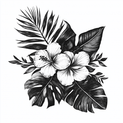 Tropical Leaves Tattoo Design