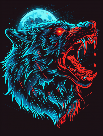 Neon Glowing Werewolf