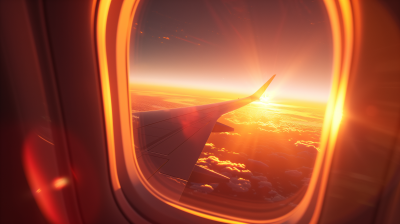 Sunset View from Inside an Airplane