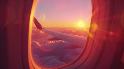 Sunset from Airplane Window