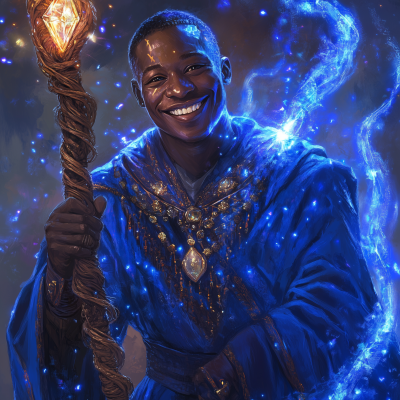 African Wizard with Unique Staff