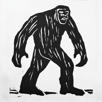 Bigfoot Linocut