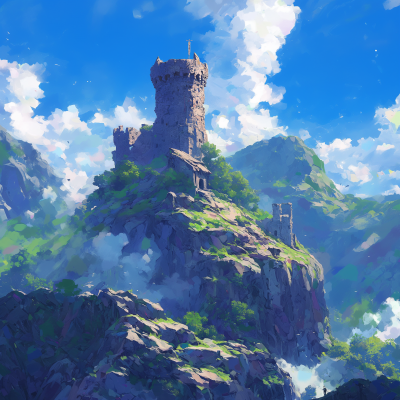 Fantasy Keep on a Rocky Outcrop