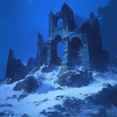 Ancient Keep in Snowy Landscape