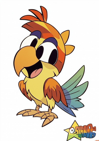 Colorful Cartoon Parrot