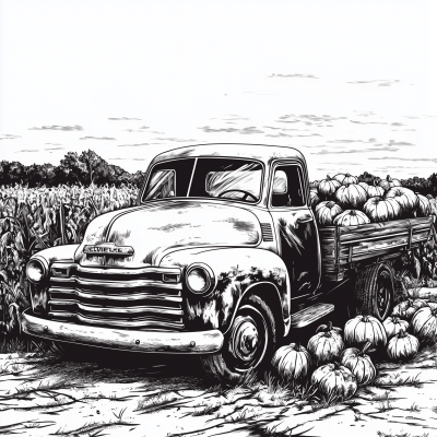 Vintage Chevy Truck at a Pumpkin Patch