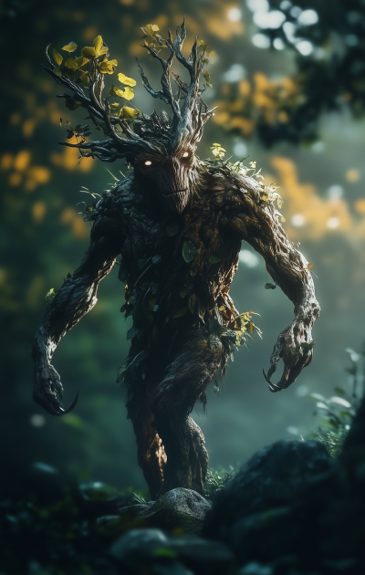 Ent-like humanoid creature in a forest