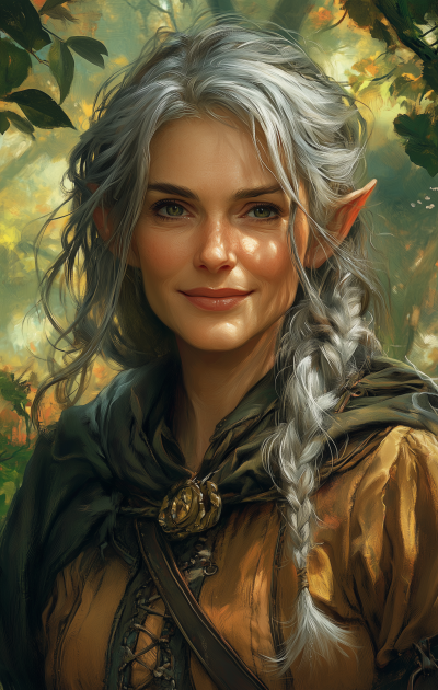 Elderly Female Elf in Forest