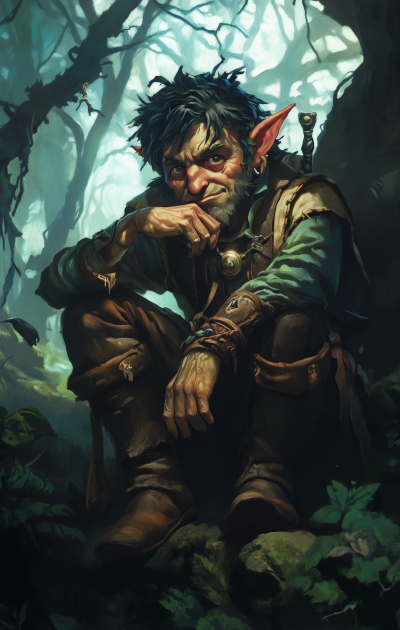 Criminal Halfling Gnome Portrait in Magic the Gathering Style