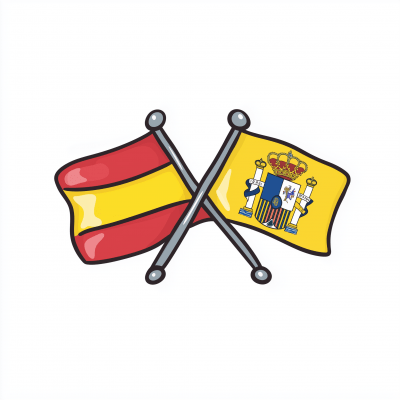 Spanish and Swedish Flags Cartoon Logo