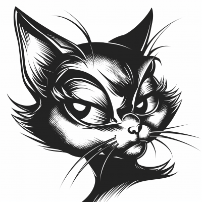 1960s Cartoon Style Female Cat Head