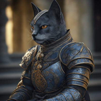 Kneeling Cat Knight Portrait