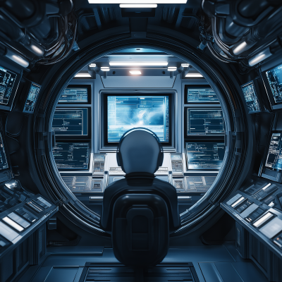 Futuristic Spaceship Control Room