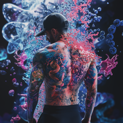 Muscular man with tattoos