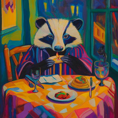 English Badger at a Fancy Italian Restaurant