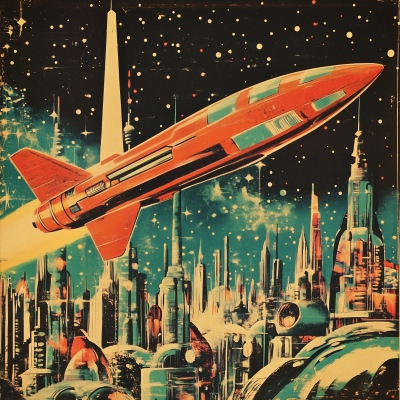 Retro Futurist Space Conquest Ad Panel