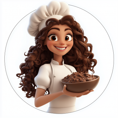 Chef Woman in 3D Circle Logo