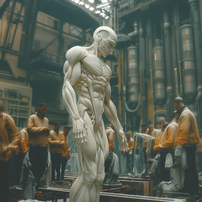 Robot Statue in Factory