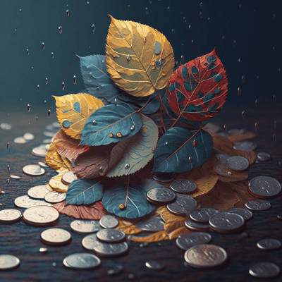 Colorful Rain of Leaves and Coins