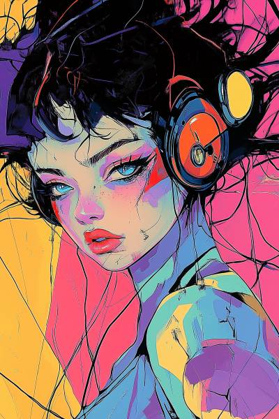 Beautiful Cyborg Woman with Crazy Hair