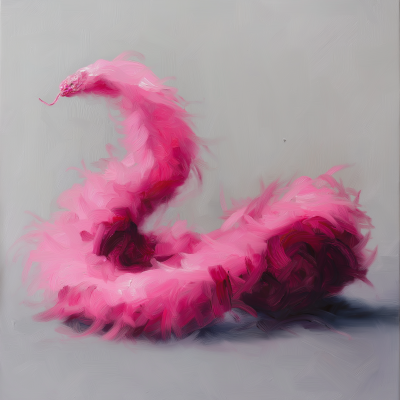 Pink Feather Boa Oil Painting