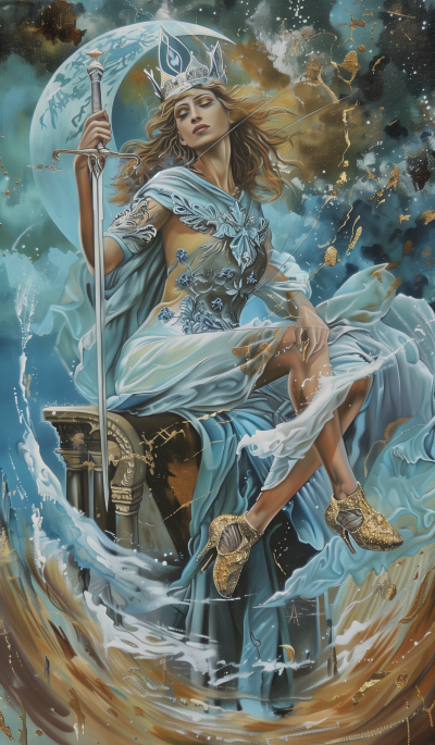 Julie Bell’s Queen of Swords Tarot Cosmic Painting