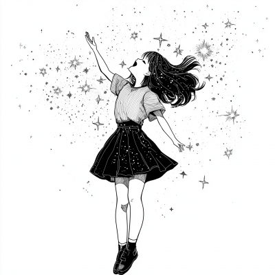 Twinkling starlight sketch on white background