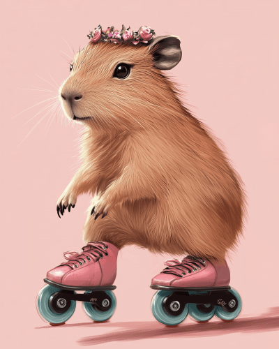 Kawaii Capybara Rollerskating