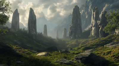 Fantasy landscape from Lord of the Rings