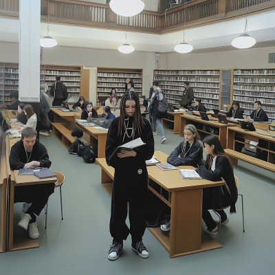 Goth Teen in School Setting