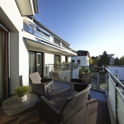 Urban Balcony Overlooking Modern European Cityscape