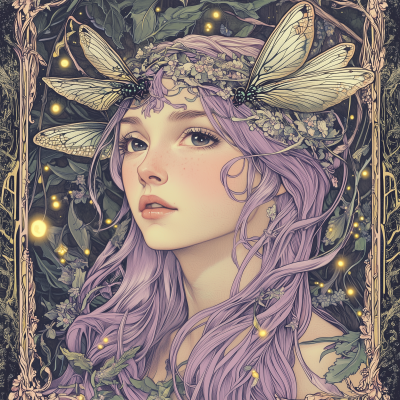 Enchanting Fairy in Alfonse Mucha Style