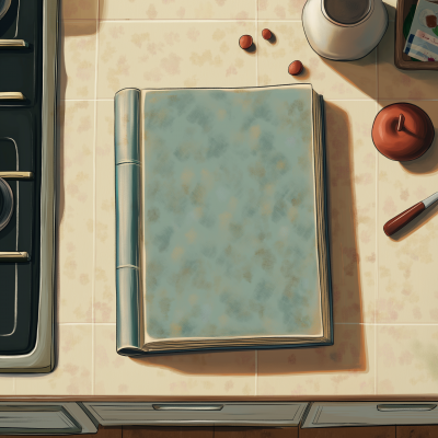 Top Down View of Closed Book on Kitchen Table