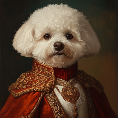 Bichon Habanese Dog in Midcentury King Attire