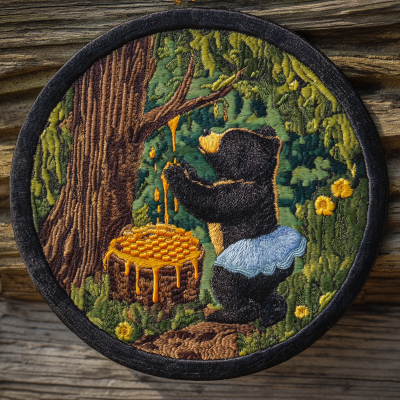 Bear Reaching for Honey in Beehive