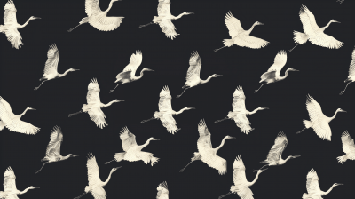 White Cranes Wallpaper Pattern