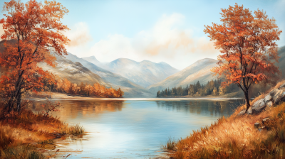 Autumn Lake Oil Painting