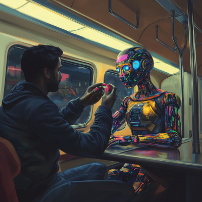 Robotic Manicure on Commuter Train