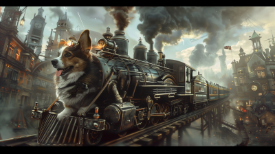 Steampunk Corgi Train