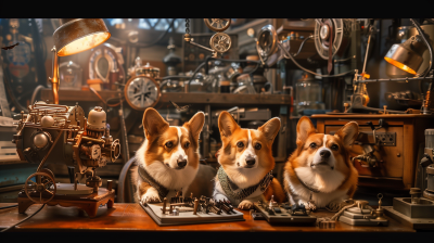 Steampunk Time Machine Corgis