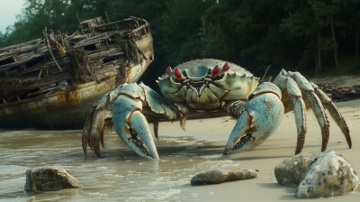 Abandoned Ship on Sandy Beach