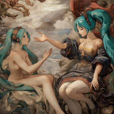 Hatsune Miku as Creation of Adam